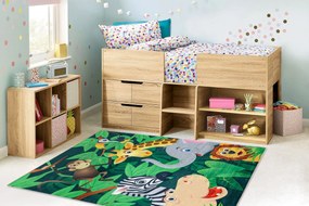 BAMBINO 2705 covor lavabil Animale, Africa pentru copii anti-alunecare - verde / maro
