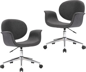 vidaXL Scaune de bucătărie pivotante, 2 buc., gri, material textil