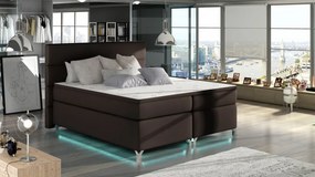 Pat tapitat boxspring, cu spatiu pentru depozitare, echipat cu LED, 160X200 cm, Amadeo, Eltap (Culoare: Verde deschis)