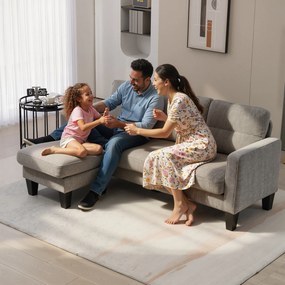 HOMCOM Canapea Colțar Extensibil cu Șezlong Reversibil, Pernă pentru Șezut și Spătar și 3 Locuri, 186x130x84 cm, Maro | Aosom Romania