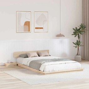vidaXL Cadru de Pat cu Mese de Noapte 140x190cm Lemn Masiv