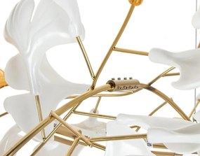 Lustra Suspendata, Metal Auriu, Petale Flori Albe, FLORA 250 PP