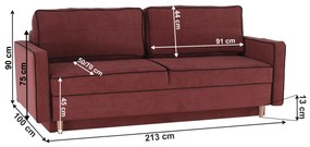 Canapea extensibilă, roz / negru, BERNIA