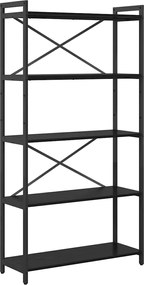 vidaXL Raft pentru cărți Stejar Negru 80 x 30 x 155 cm Lemn compozit