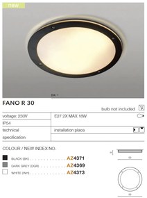 Plafoniera pentru exterior IP54 FANO R 30 BK