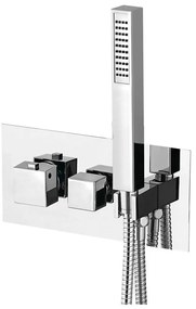 Baterie argintiu-lucios pentru duș încastrată (2 ieșiri) Latus – Sapho