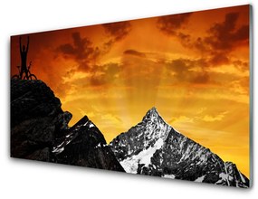 Tablouri acrilice Munții Peisaj Orange Gri Negru