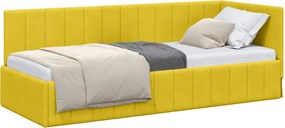 vidaXL Cadru de pat colțar cu headboard Galben 80 cm x 200 cm Catifea