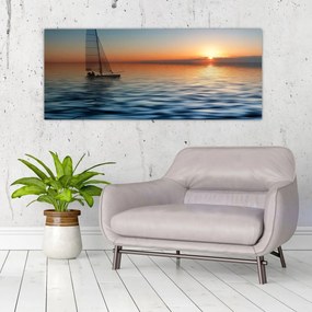 Tablou - Bărci cu vele pe mare (120x50 cm)