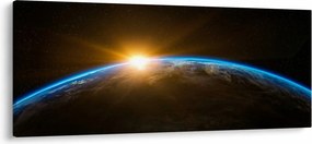 Tablou - Planeta Pământ și univers (120x50 cm)