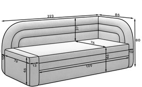 Canapea extensibila brat stanga 3 locuri, ELTAP, Fabillo, 223x86x80 cm, lemn/poliester, bej