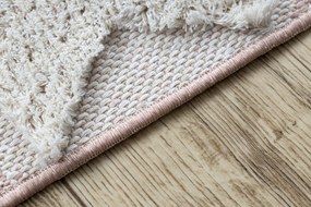 Covor ECO SISAL BOHO MOROC Caro 22312 franjuri - două niveluri de lână roz / cremă, covor reciclat