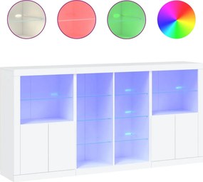 vidaXL Servantă cu lumini LED, alb, 202x37x100 cm