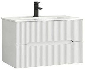 Trent 80 dulap de baie inferior cu chiuvetă ceramică 2 sertare, alb