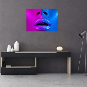 Tablou pe sticlă - Imaginea buzelor colorate (70x50 cm)
