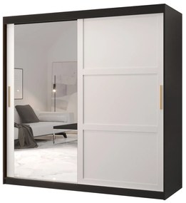 Dulap de haine Riven 2 180 (negru mat + alb mat) (cu oglindă). 1064179