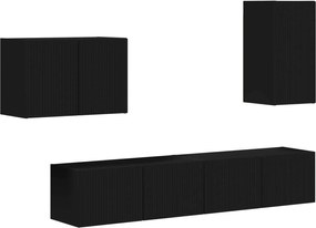 vidaXL Set Dulap pentru Televizor Montat pe Perete 4 pcs Negru