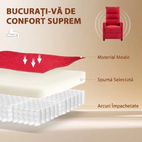 HOMCOM Fotoliu Masaj Reclinabil Manual 160° din Chenille cu Suport Picioare, Telecomandă, Buzunare, Roșu Vin | Aosom Romania
