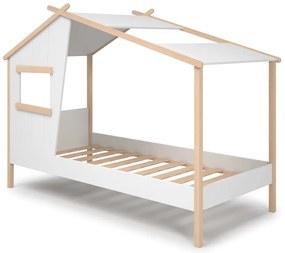 Pat pentru copii alb de tip casă din lemn de pin 90x190 cm Luba – Marckeric