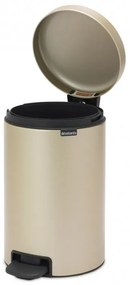 Cos de gunoi cu pedala Brabantia NewIcon 1003201, 12 L, Inchidere lina, Baza antiderapanta, Auriu metalic
