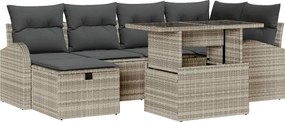 vidaXL Set de canapele pentru grădină 7 pcs Gri deschis Rattan poli