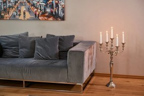 Sfesnic lumanari argintiu, din aluminiu, 78 cm, Victoria