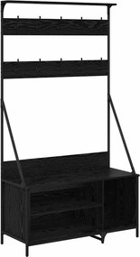 vidaXL Suport pentru Hârtie cu raft Stejar Negru 100 x 41 x 184 cm