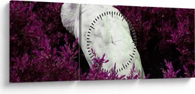 Tablou - Păun alb (cu ceas) (90x30 cm)
