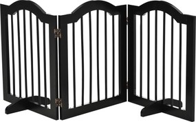 PawHut Barieră Pliabilă pentru Câini din Lemn, 3 Secțiuni, 154,5x29,5x61 cm, Negru | Aosom Romania