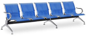 Banca metalica pentru sala de asteptare REST, 5 locuri, albastra