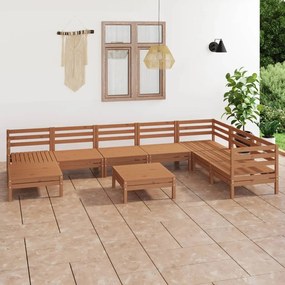 3082992 vidaXL Set mobilier de grădină, 9 piese, maro miere, lemn masiv de pin