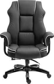 Vinsetto Fotoliu de Birou din Piele ecologica Neagra cu Inaltime Ajustabila, Spatar Rabatabil, Rotativ, 66.5x55x123-129cm