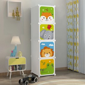 Dulap Modular Copii, 4 Compartimente, D4382, Alb