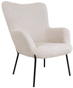 Fotoliu Glasgow, piele artificială de miel, alb cu picioare negre