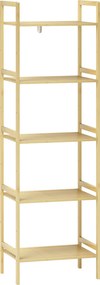 HOMCOM Raft de Depozitare pentru Baie cu 5 Niveluri, 43,5x31,5x142 cm, Lemn Natural | Aosom Romania