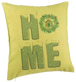 Perna Decorativa de Craciun, HOME, 40x40 cm, Verde, Husa Detasabila, Burduf