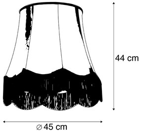 Abajur din mătase negru cu gri 45 cm - Granny