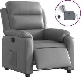 vidaXL Fotoliu rabatabil electric, gri, piele ecologică