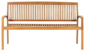 Banca de gradina stivuibila cu perna, 159 cm, lemn masiv de tec 1, Gri taupe, 150 cm, 150 cm