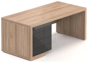 Masa Lineart 180 x 85 cm + container stanga, ulm deschis / antracit