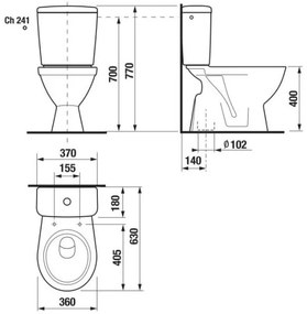 JIKA H8263870002413 - Toaletă combinată LYRA, din ceramică, albă