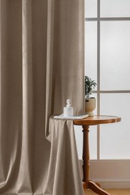 Draperie din catifea opaca bej VELVET 140x250 cm Agățat: Inele metalice