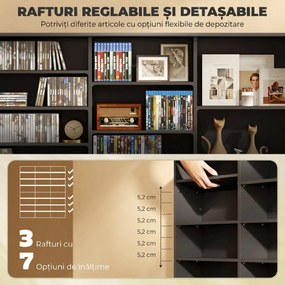 HOMCOM Dulap Suport Cd/dvd, Bibliotecă Con 8 Rafturi E 18 Rafturi Regolabili, Negru | Aosom Romania