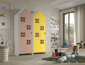 Set 2 dulapuri pentru copii Casami Bruges tip căsuță de plajă – roz Comfy și galben More – Vipack