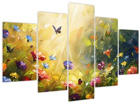 Tablou - Pajiște cu flori de primăvară, pictură (150x105 cm)