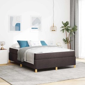 vidaXL Pat cu arcuri Altele Maro închis și Alb 140 x 200 cm țesătură