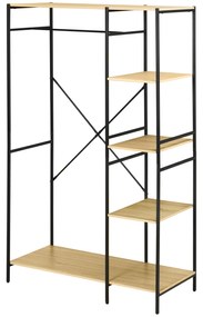 HOMCOM Penderie suport pentru haine de stil industrial din metal cu grindă și 4 rafturi, dim. 100L x 46L x 170,5H cm | Aosom Romania