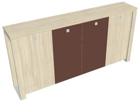 Dulap mediu pentru haine Verno+ 260 x 46 x 130 cm, uși combinate, salcâm / maro