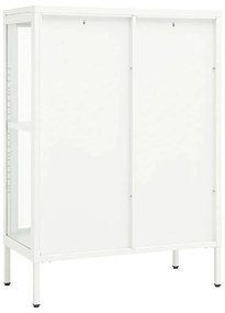 Servanta, alb, 75x35x105 cm, otel si sticla 1, Alb