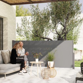 Outsunny Parasolar lateral extensibil opac cu suport de perete Acoperire 300x140cm Gri inchis | Aosom Romania